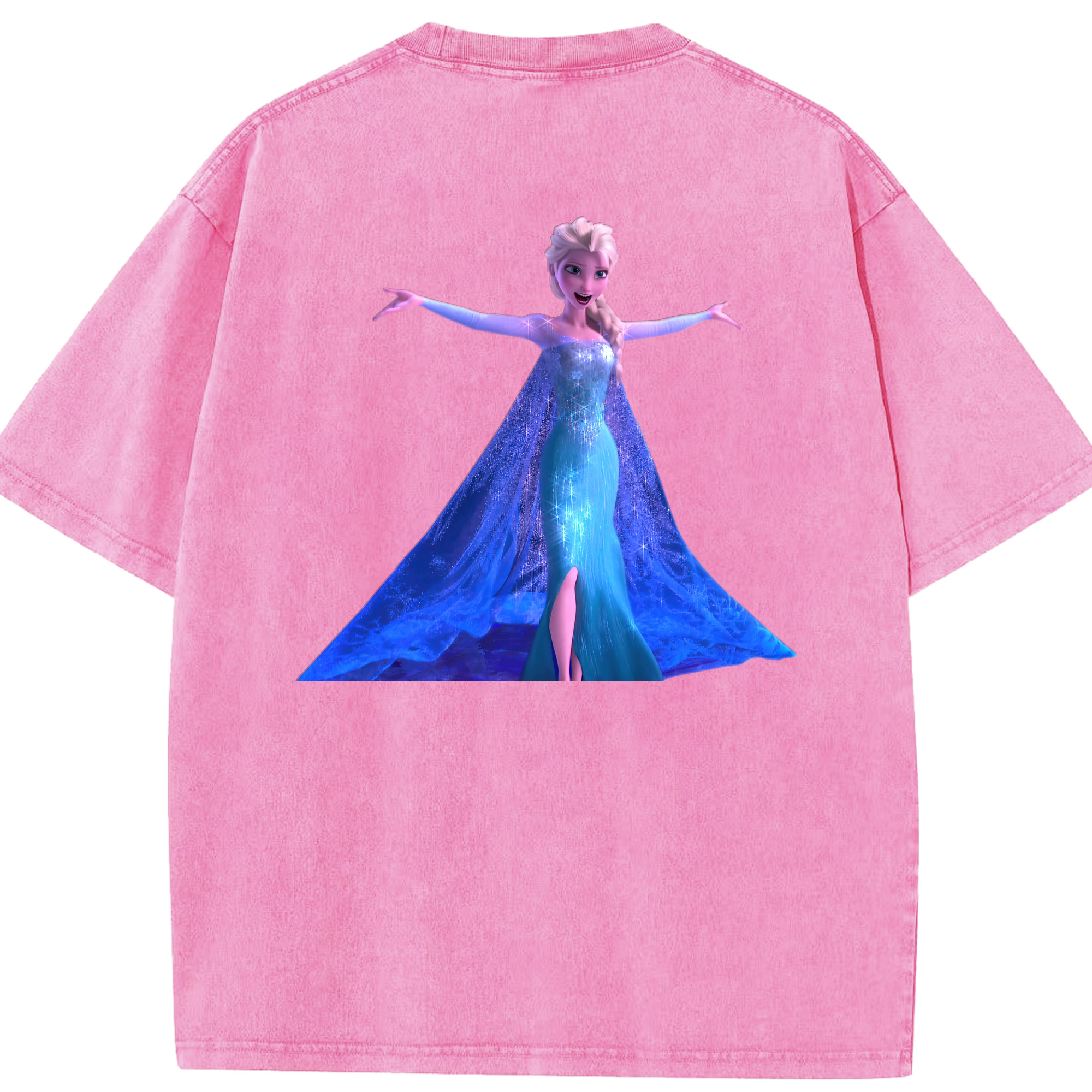 （画像用） アナと雪の女王 アンナ エルサ Frozen Anna Elsa 綿100% ヴィンテージ風 半袖Tシャツ（背面プリント）